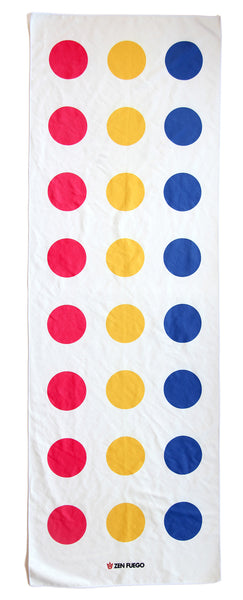 Absorbent, improved grip, yoga mat towel for hot yoga.